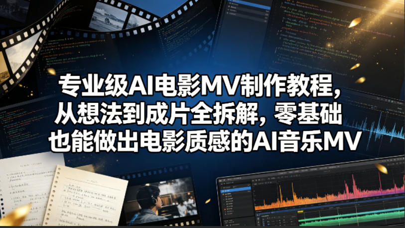 专业级AI电影MV制作教程，从想法到成片全拆解，零基础也能做出电影质感的AI音乐MV-旺仔资源库