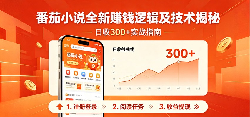 番茄小说全新赚钱逻辑及技术日收300+，小白新书皆可做！无脑赚就行了！-旺仔资源库