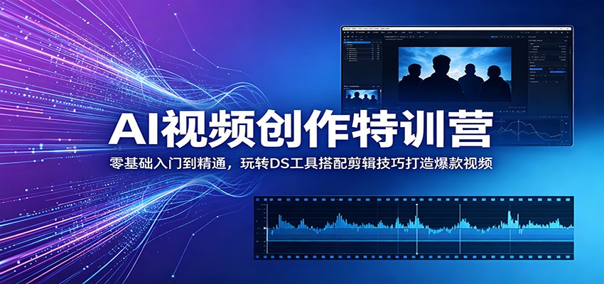 AI视频创作特训营:零基础入门到精通,玩转DS工具搭配剪辑技巧打造爆款视频-旺仔资源库
