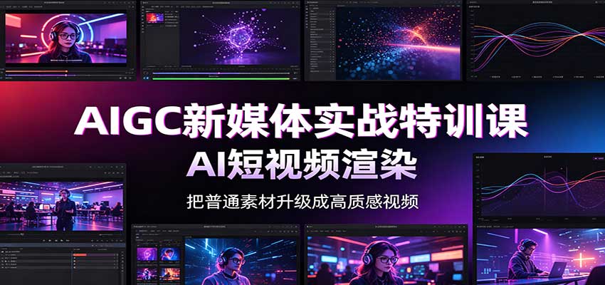 AIGC新媒体实战特训课：工具入门实操，AI短视频渲染，数字人商业视频制作-旺仔资源库
