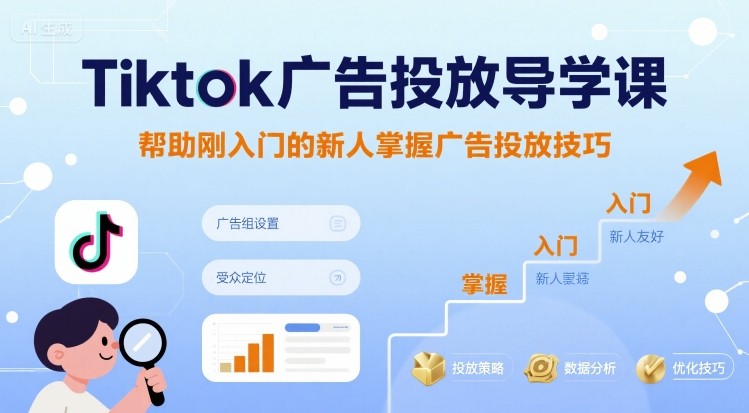 Tiktok广告投放导学课，帮助刚入门的新人掌握广告投放技巧-旺仔资源库