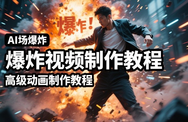 AI场景爆炸视频制作教程，利用人物实拍视频制作出高级的动画特效-旺仔资源库