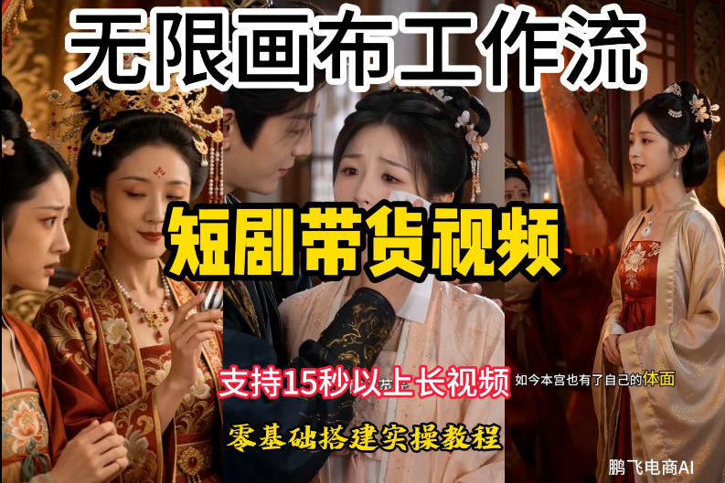 无限画布工作流制作短剧带货视频支持制作15秒以上视频,实操搭建教学,看完教程小白也能轻松搭建-旺仔资源库