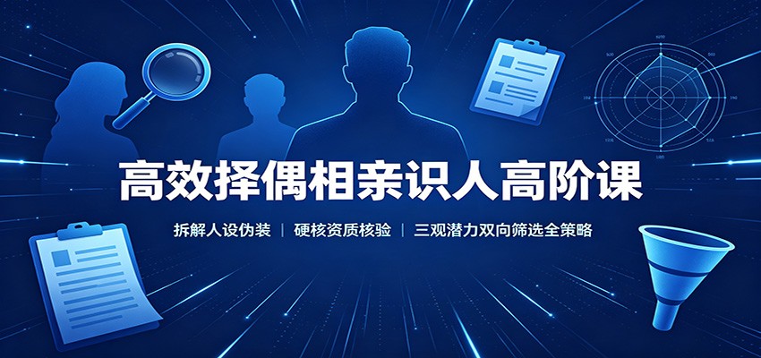 高效择偶相亲识人高阶课：拆解人设伪装，硬核资质核验，三观潜力双向筛选全策略-旺仔资源库