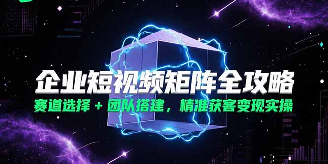 企业短视频矩阵全攻略，赛道选择+团队搭建，精准获客变现实操-旺仔资源库