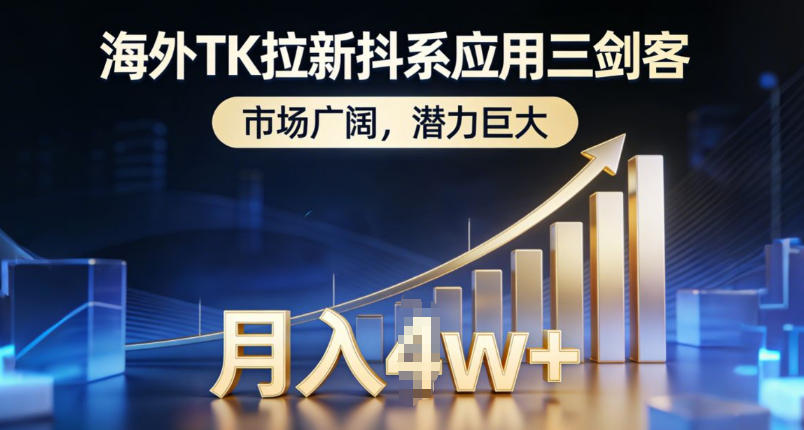 海外TK拉新抖系应用三剑客，市场广阔，潜力巨大，月入1w+-旺仔资源库