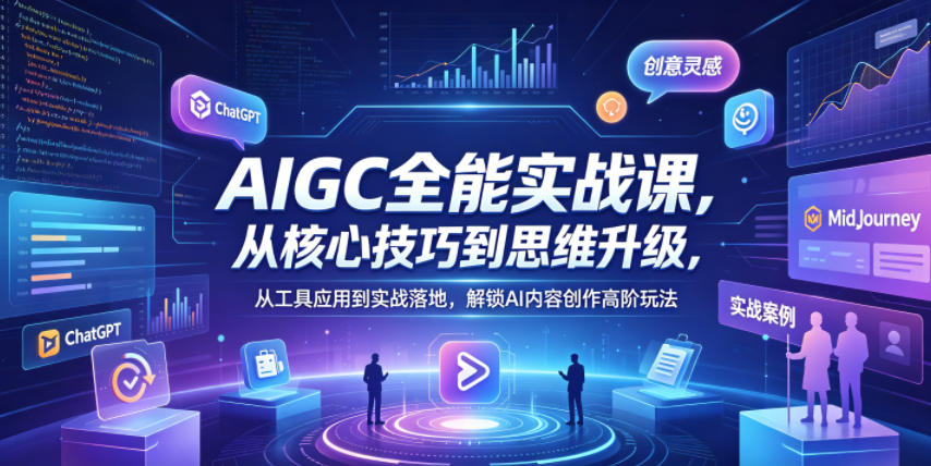 AIGC全能实战课，从核心技巧到思维升级，从工具应用到实战落地，解锁AI内容创作高阶玩法-旺仔资源库