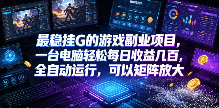 最稳挂G的游戏副业项目，一台电脑轻松每日收益几百，全自动运行，可以矩阵放大【揭秘】-旺仔资源库
