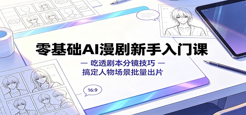 零基础AI漫剧新手入门课：吃透剧本分镜技巧，搞定人物场景批量出片-旺仔资源库