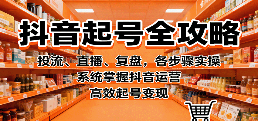 抖音起号全攻略，投流、直播、复盘，各步骤实操，系统掌握抖音运营，高效起号变现-旺仔资源库