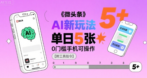 微头条AI新玩法，小白单日5张+，0门槛手机可操作【附工具指令】-旺仔资源库