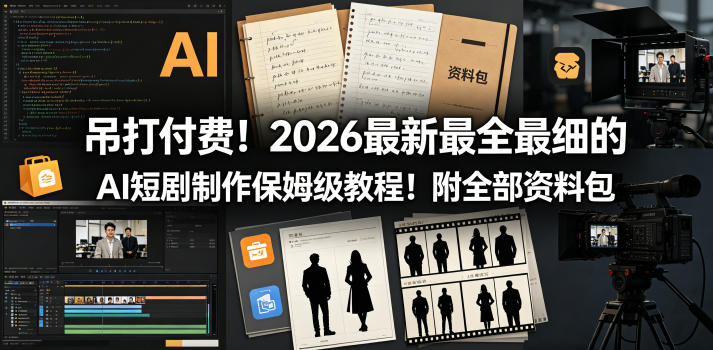 吊打付费!2026最新最全最细的AI短剧制作保姆级教程!附全部资料包-旺仔资源库