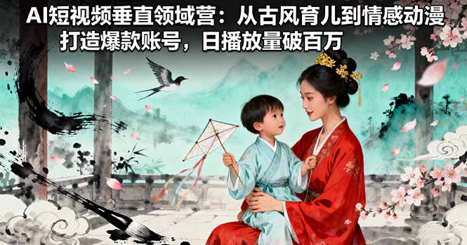 AI短视频垂直领域营：从古风育儿到情感动漫，打造爆款账号,日播放量破百万-旺仔资源库