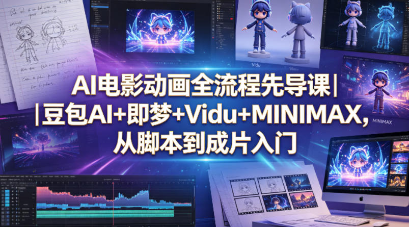 AI电影动画全流程先导课｜豆包AI+即梦+Vidu+MINIMAX，从脚本到成片入门-旺仔资源库