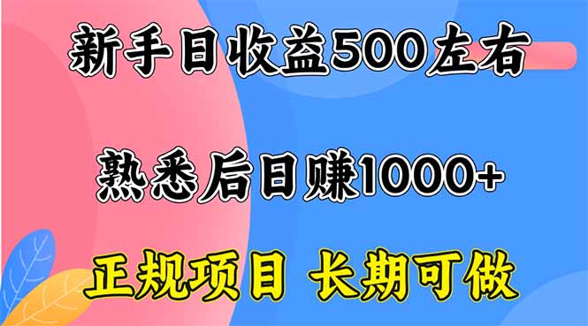 新手日收益500+ 正规项目 长期可做-旺仔资源库