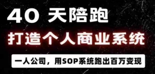 40天陪跑打造个人商业系统，一人公司，用SOP系统跑出百W变现-旺仔资源库