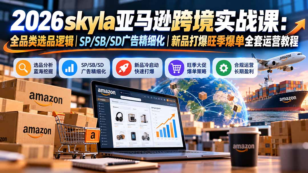 skyla亚马逊跨境实战课-更新1019:全品类选品逻辑|SP/SB/SD广告精细化|新品打爆旺季爆单全套运营教程-旺仔资源库