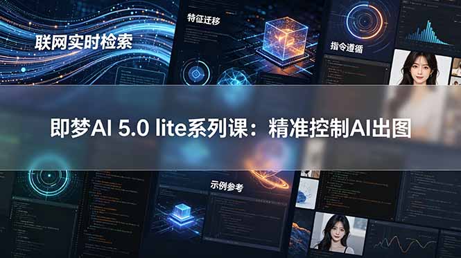 即梦AI 5.0 lite实战课:联网实时检索+特征迁移+指令遵循+示例参考,精准控制AI出图-旺仔资源库