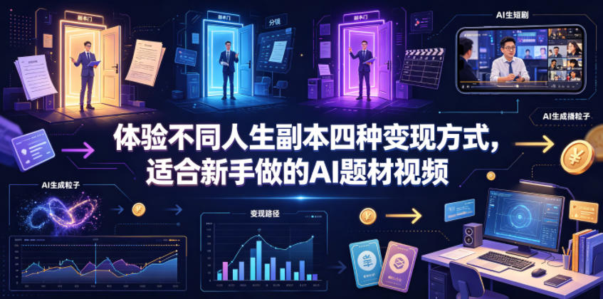 体验不同人生副本四种变现方式,适合新手做的AI题材视频-旺仔资源库