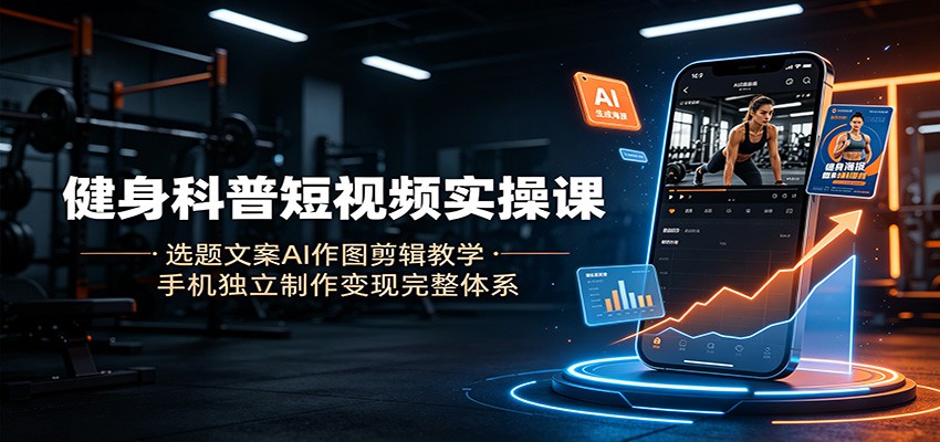 健身科普短视频实操课:选题文案AI作图剪辑教学,手机独立制作变现完整体系-旺仔资源库