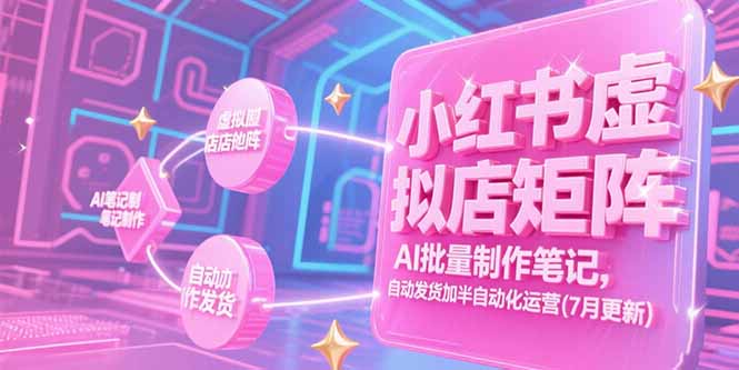 小红书虚拟店矩阵，AI批量制作笔记，自动发货加半自动化运营(7月更新-旺仔资源库