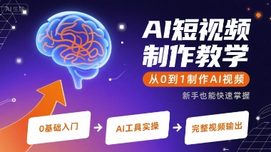 AI短视频制作教学，从0到1制作AI视频-旺仔资源库