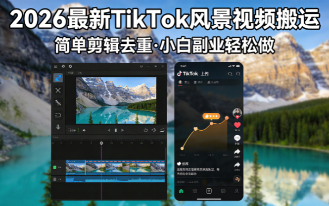 2026最新TikTok风景视频搬运简单剪辑去重小白副业月入 8000-旺仔资源库