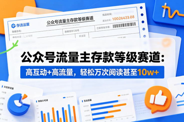 公众号流量主之存款等级赛道，高互动+高流量，轻松达到万次阅读，甚至10w+-旺仔资源库