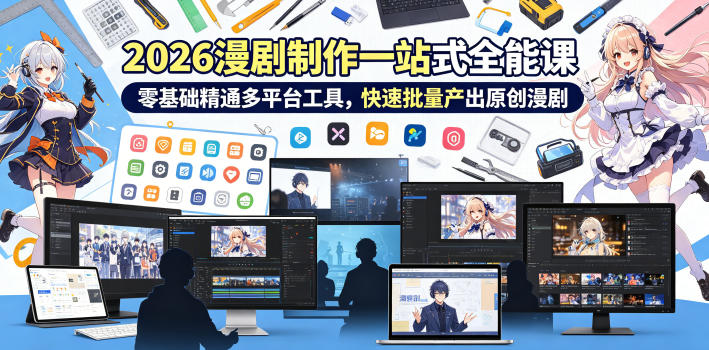 2026 AI漫剧制作一站式全能课，零基础精通多平台工具，快速批量产出原创漫剧-旺仔资源库
