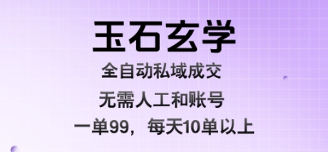 玉石玄学全自动私域成交，一单99每天十单以上，无需人工和矩阵账号，蓝海项目直接干【揭秘】-旺仔资源库