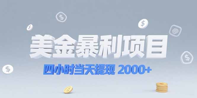 美金暴利项目，四小时当天提现 2000+机会留给会选赛道的人-旺仔资源库