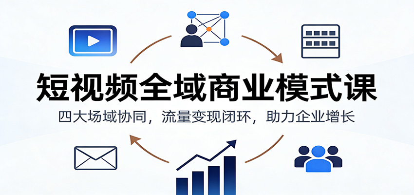 短视频全域商业模式课：四大场域协同，流量变现闭环，助力企业增长-旺仔资源库