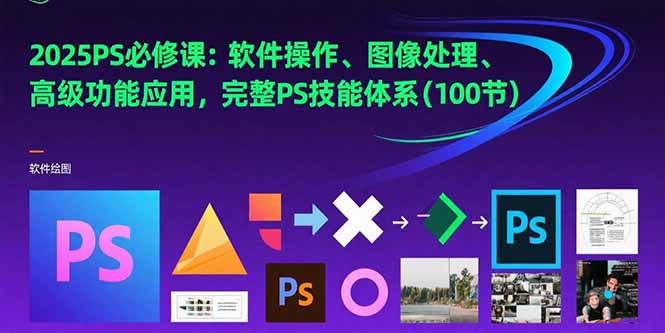 2025PS必修课：软件操作、图像处理、高级功能应用，完整PS技能体系(100节-旺仔资源库