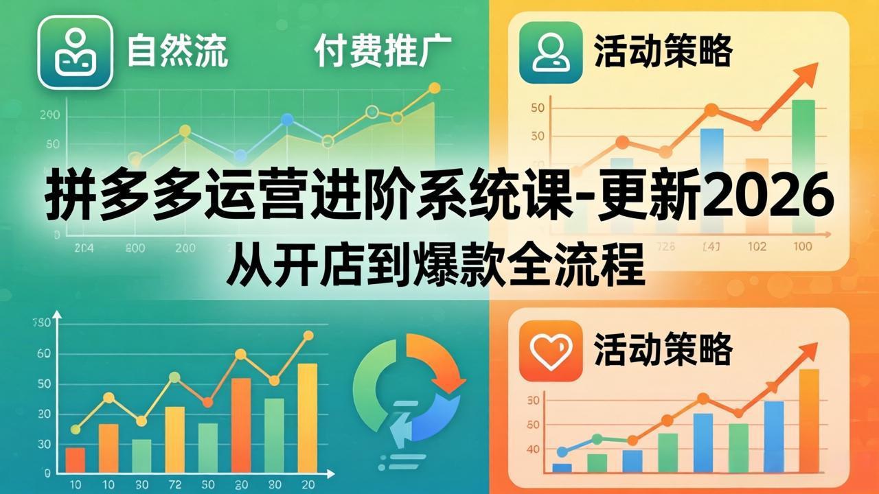 拼多多运营进阶系统课-更新2026：从开店到爆款全流程，自然流+付费推广+活动策略-旺仔资源库