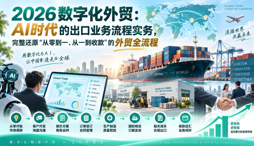 2026数字化外贸：AI时代的出口业务流程实务，完整还原”从零到一、从一到收款”的外贸全流程-旺仔资源库
