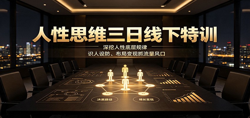 人性思维三日线下特训:深挖人性底层规律,识人设防、布局变现抓流量风口-旺仔资源库