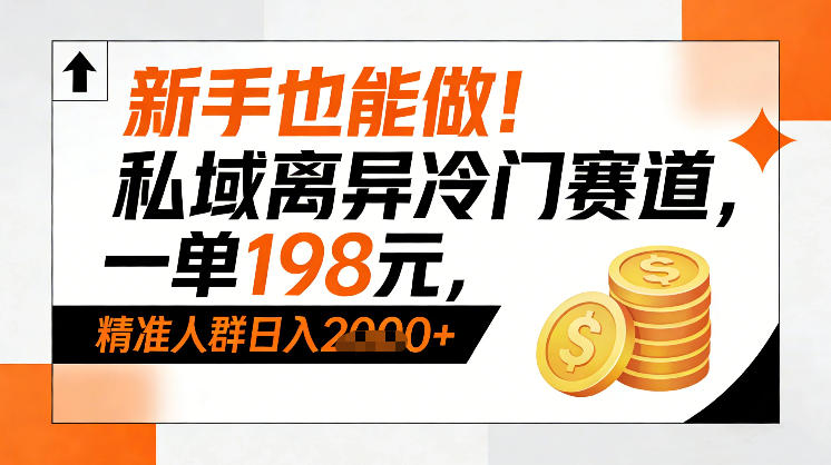 新手也能做！私域离异冷门赛道，一单198，精准人群日入1k+-旺仔资源库