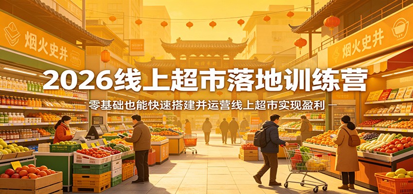 2026线上超市落地训练营,零基础也能快速搭建并运营线上超市实现盈利-旺仔资源库