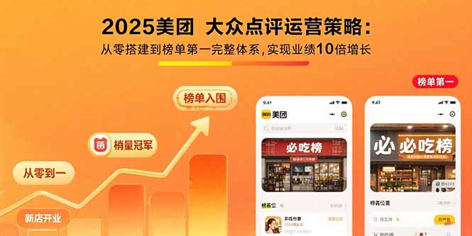 2025美团 大众点评运营策略:从零搭建到榜单第一完整体系,实现业绩10倍增长-旺仔资源库