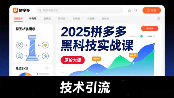 2025拼多多黑科技实战课，擎天柱玩法、爆流SKU、原价大促，技术引流，单店日销轻松破千单-旺仔资源库