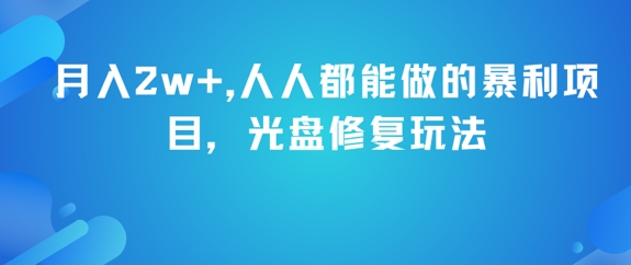 月入2w+，人人都能做的暴利项目，光盘修复玩法-旺仔资源库