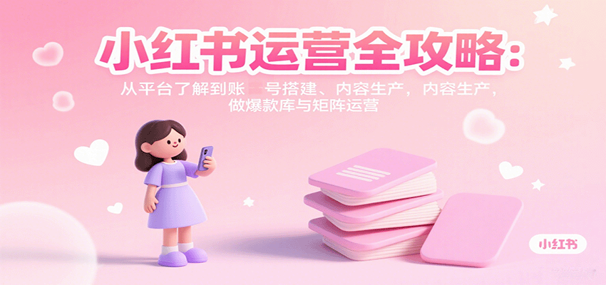 小红书运营全攻略：从平台了解到账号搭建、内容生产，做爆款库与矩阵运营-旺仔资源库