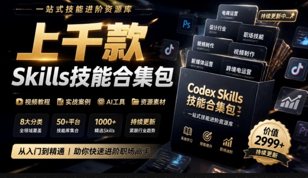 真值得收藏了，这次！上千款AI Skills技能直接被人打包好了，给AI工具备下了一整间技能商店-旺仔资源库