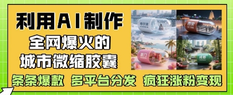 利用AI制作全网爆火的城市微缩胶囊，条条爆款， 多平台分发，疯狂涨粉变现-旺仔资源库