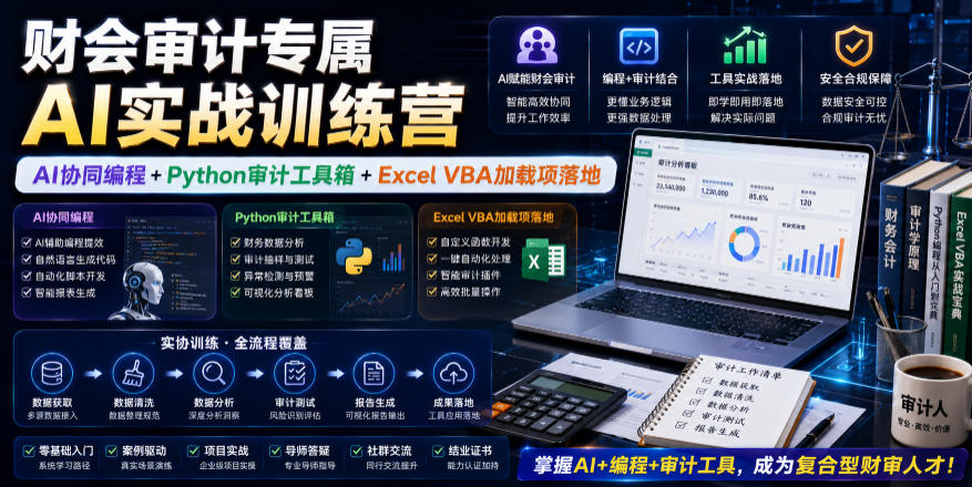 财会审计专属AI实战训练营|AI协同编程+Python审计工具箱+Excel VBA加载项落地-旺仔资源库