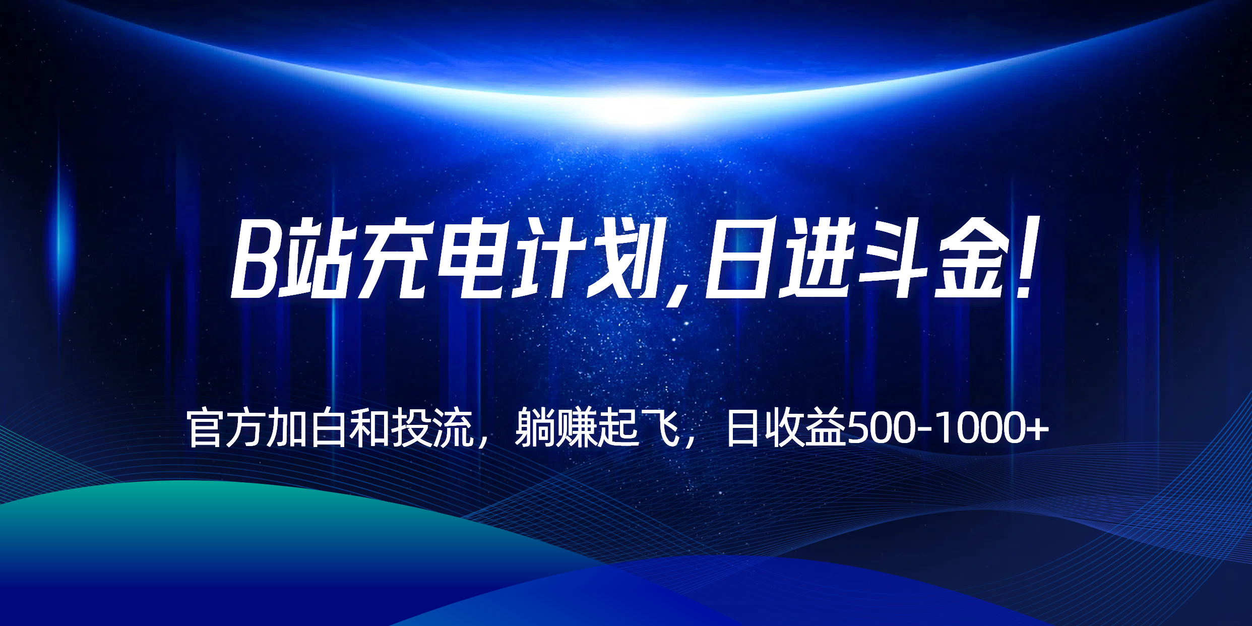 B站充电计划，官方加白和投流，躺赚起飞，日收益500-1000+！-旺仔资源库