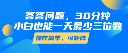 答答问题，30分钟，小白也能一天最少也有三位数，操作简单-旺仔资源库