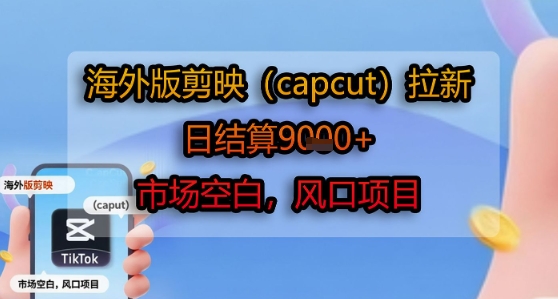海外版剪映(capcut)拉新，日结算1k+，市场空白，风口项目-旺仔资源库