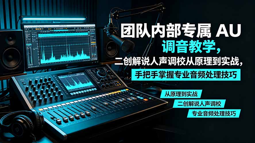 某大佬团队内部专属 AU 调音教学,二创解说人声调校从原理到实战,手把手掌握专业音频处理技巧-旺仔资源库