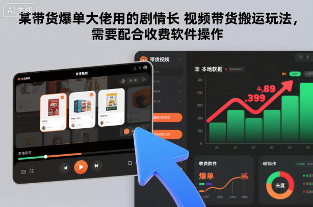 某带货爆单大佬用的剧情长视频带货搬运玩法，需要配合收费软件操作-旺仔资源库